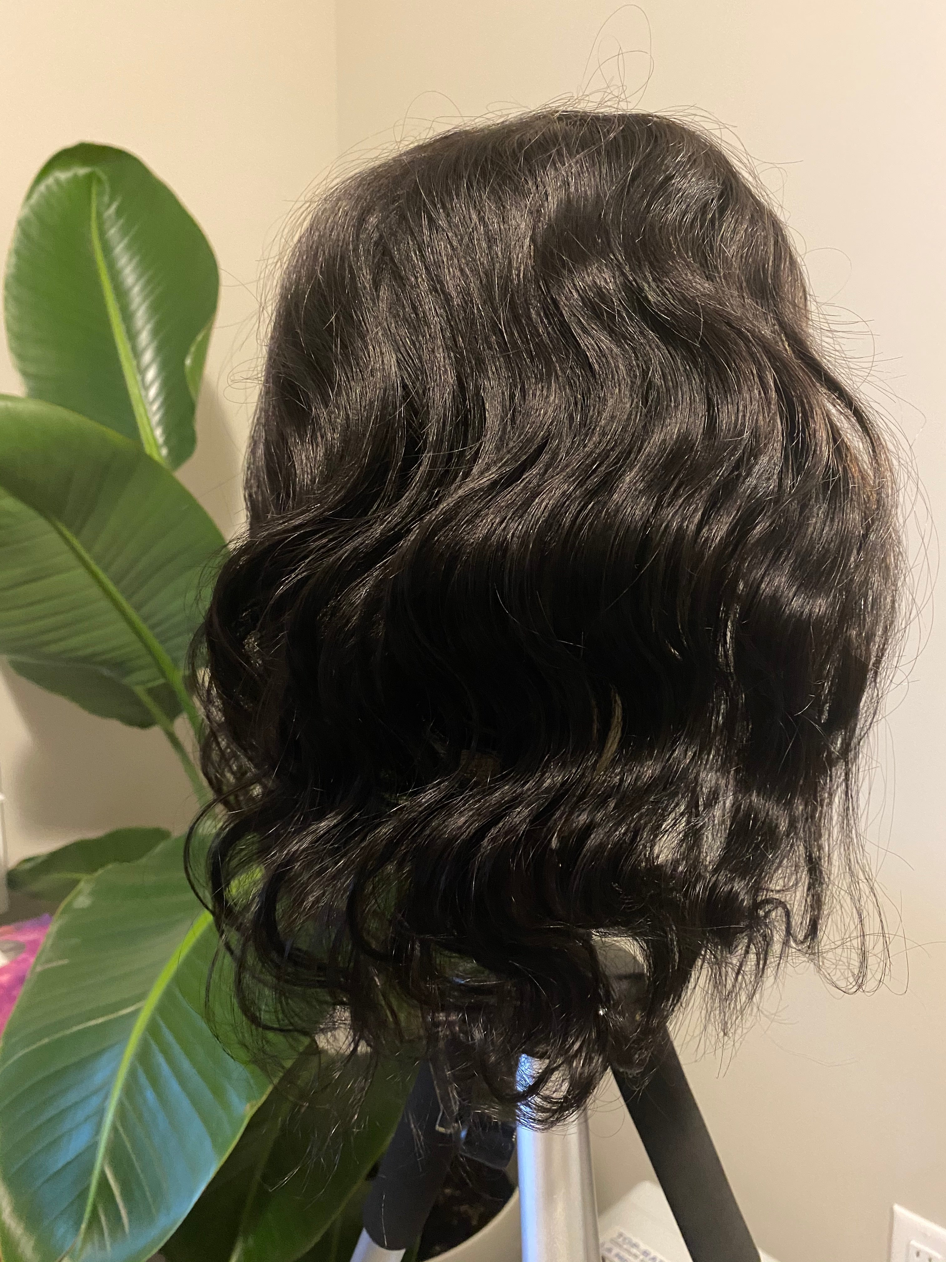 Wigs Full Coverage Topper - 100% Luxury Human Hair Wavy Natural Black / 14' - The Extension Bar